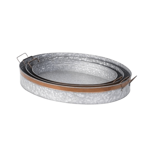 IRON SERVING TRAY (NATURAL & GOLD) SET OF 3